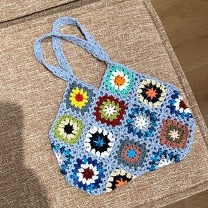 Hand crocheted bag perfect for summer in pristine condition. One of a kind.